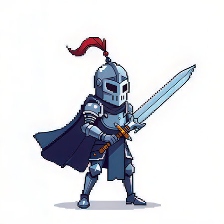 Knight in armor with a sword and shield. Cartoon vector illustration.の素材