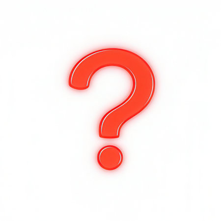 Red question mark on a white background. 3d rendering, 3d illustration.の素材