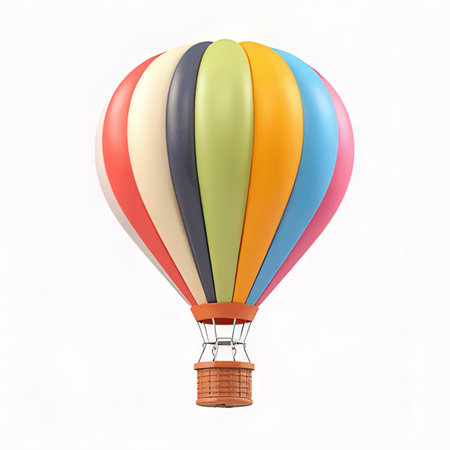 Colorful hot air balloon isolated on white background. 3d illustrationの素材
