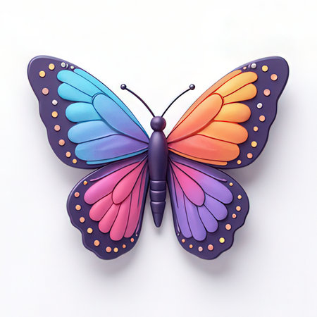 Butterfly isolated on white background. 3d render. Illustration.の素材