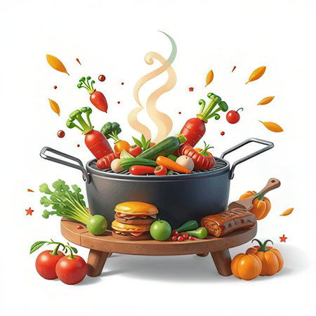 Vegetables in a pot. Vector illustration.の素材