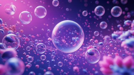 Bubbles in water. 3d illustration. Abstract background.の素材