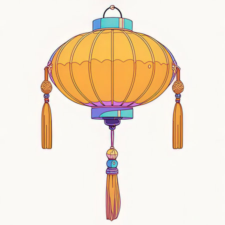Illustration of Chinese paper lantern on white background. Vector illustration.の素材