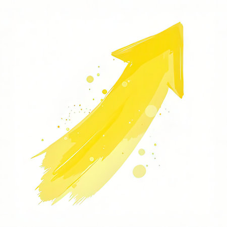 Abstract yellow arrow on white background. Vector illustration. Eps 10.の素材