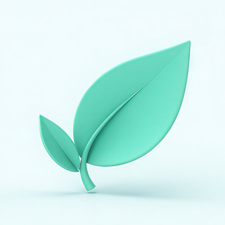 Green leaf on white background. 3d render. Nature concept.の素材