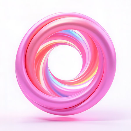 3d render, abstract background, pink and blue spiral, 3d illustrationの素材