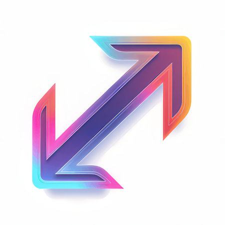 3d render of colorful arrow icon isolated on white background. Computer generated image.の素材