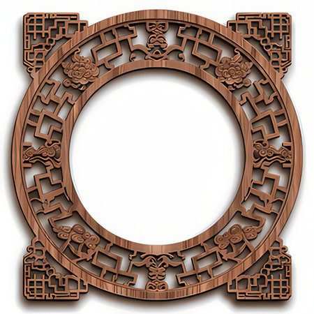 Oriental frame with oriental ornament. Template for laser cutting.の素材