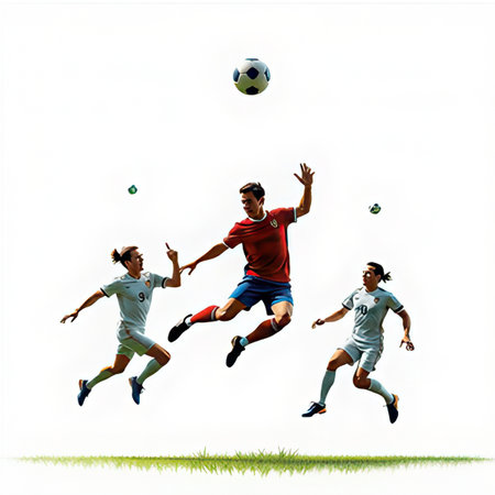 Soccer player in action isolated on a white background.の素材