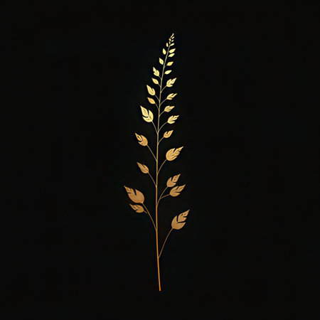 Golden laurel branch on a black background. Vector Illustration.の素材