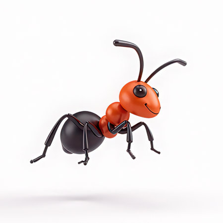 Ant isolated on a white background. 3d render image with clipping pathの素材