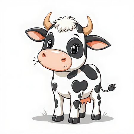 Illustration of a Cute Cow on a white background. Vectorの素材