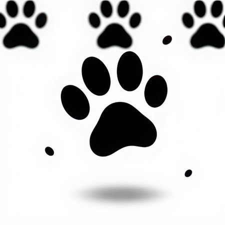 Paw print on a white background with shadow. Vector illustration.の素材
