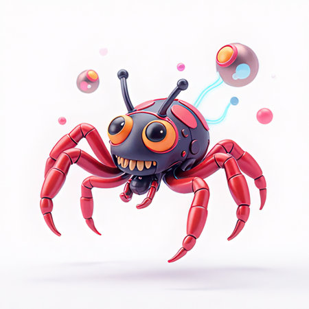 Funny cartoon crab. 3d illustration on a white background.の素材