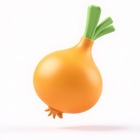 Onion vegetable isolated on white background. 3d render illustration.の素材
