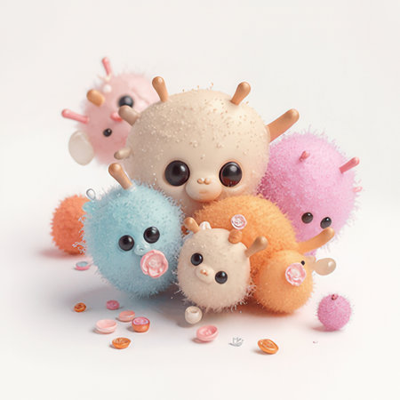 Cute handmade toys on white background. Minimalism style.の素材