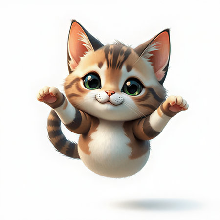 Cute cat isolated on white background. 3D illustration. Cartoon style.のeditorial素材