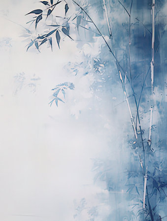 Bamboo on the background of the sky. Watercolor painting.の素材