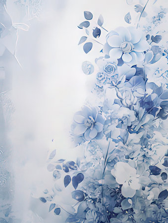 floral background with blue flowers and place for your text or imageの素材
