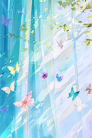 Abstract watercolor background with butterflies. Vector illustration for your design.の素材