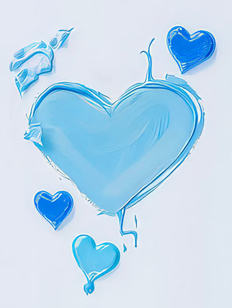 Blue heart on a white background. The concept of love and Valentine's Day.の素材