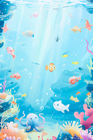 Underwater world. Underwater world. Underwater world. Vector illustration.の素材