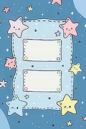 Cute frame with stars on a blue backgroundの素材
