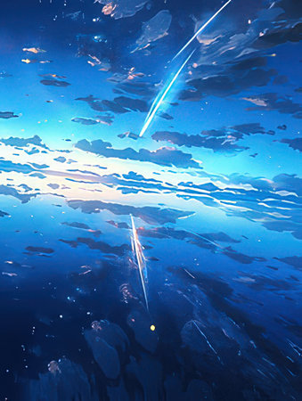 abstract scene with planet in space, computer-generated 3D illustrationの素材