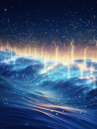 Fantastic abstract background with glowing lines and bokeh effectの素材