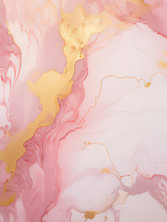 Abstract alcohol ink background. Pink and gold colors. Vector illustration.の素材