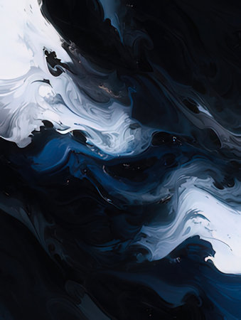 Abstract background of acrylic paint in black and white tones. Liquid marble texture.の素材