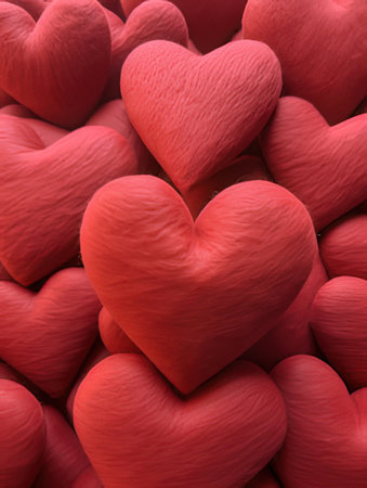 Red hearts background. Valentine's day love concept. 3d renderingの素材