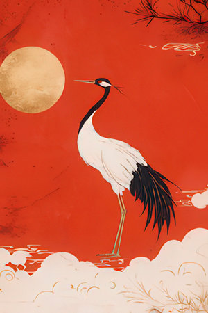 Paper-cut works. Characters mean good luck and wealth.の素材