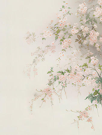 Beautiful floral background with cherry blossoms in pastel colors.の素材