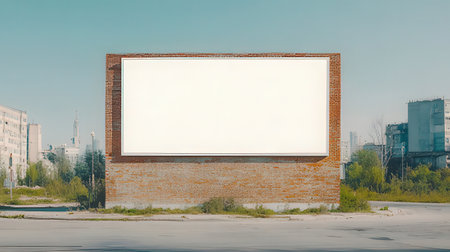 Blank billboard on city street. Advertisement concept. 3D Renderingの素材