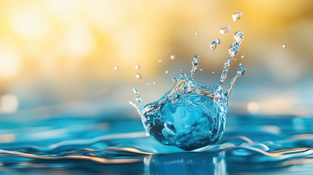 Water splash with ice cube. 3d rendering, 3d illustration.の素材