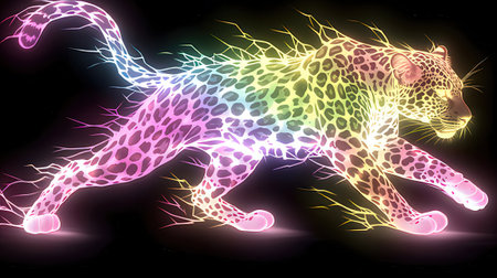 Neon leopard. Vector illustration of a stylized leopard.の素材