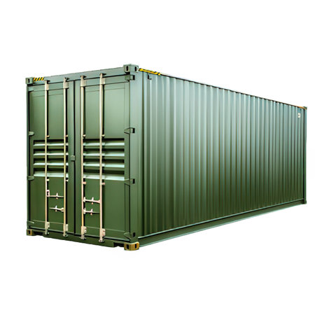 Cargo container isolated on white background. 3d render. Side view.の素材