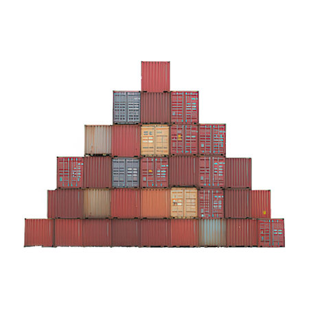 Stack of Cargo Containers isolated on white background. 3d renderingの素材