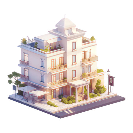 3d isometric building. Isolated on a white background.の素材