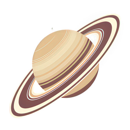Saturn in space. Cartoon style. Vector illustration isolated on white background.の素材