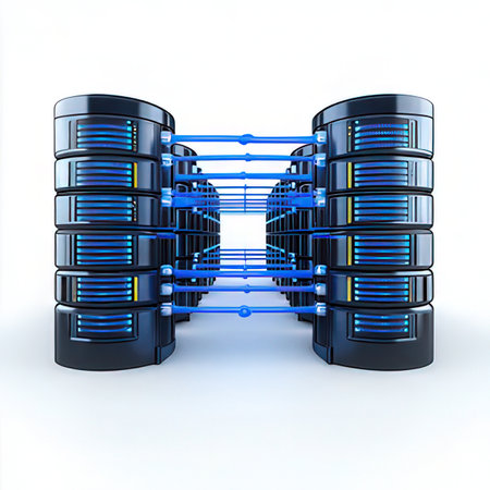 Network servers in internet data center. 3D rendered Illustration.の素材