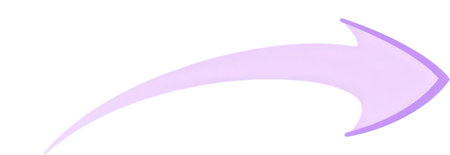Purple curved arrow isolated over the white background, set of two different foreshorteningsの素材