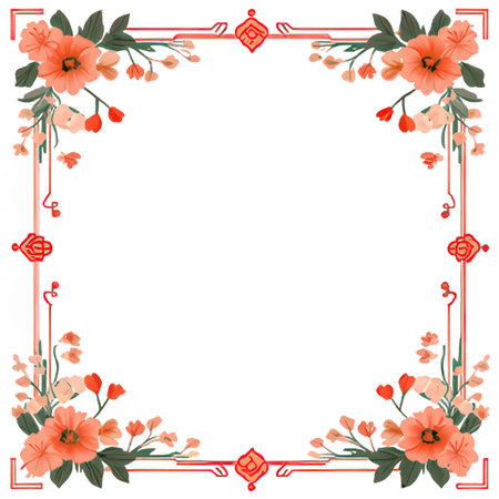 Vintage frame with flowers and leaves. Hand drawn vector illustration.の素材