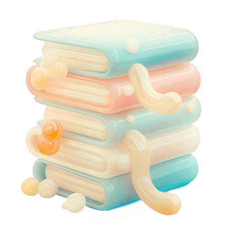 Stack of colorful soap bars isolated on white background, clipping path includedの素材