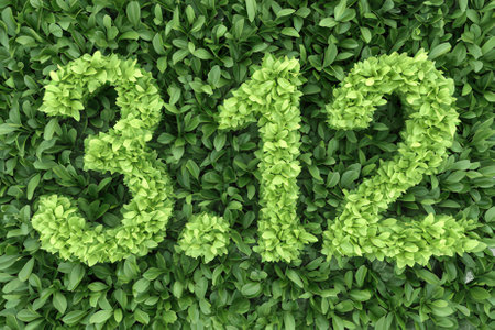 3d rendering of the word in green leaves backgroundの素材