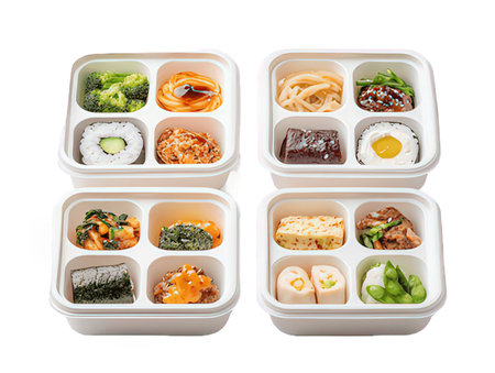 Japanese Bento Lunch Box Isolated on a White Background. Healthy Food.の素材