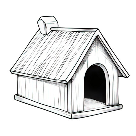Hand drawn doodle sketch of a dog house.の素材
