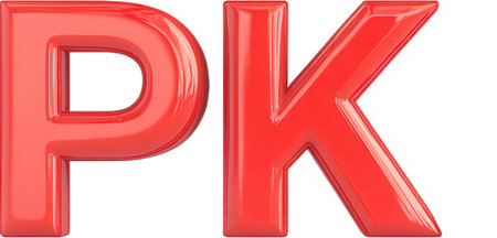 Red letter P from alphabet set, isolated on white background, 3d renderの素材