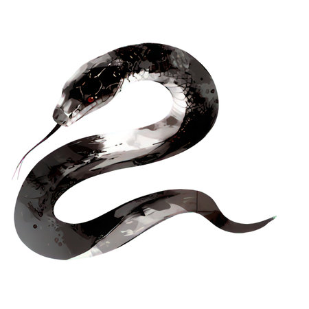 snake in black paint isolated on white background. 3d illustrationの素材